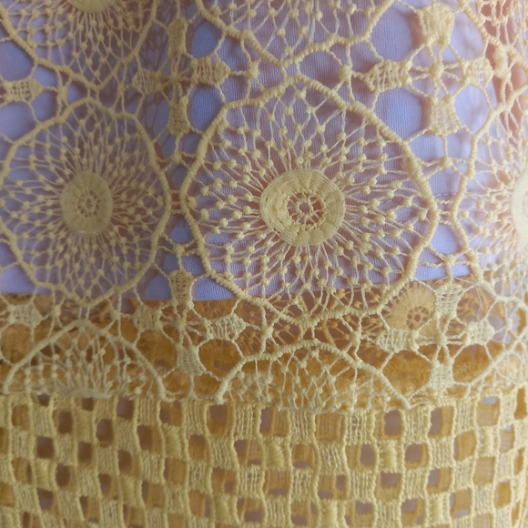 Tokito fluro yellow crochet pencil skirt - Picture 3 of 4